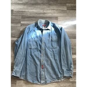 Vintage Marlboro Shirt Mens XL Blue Button Up Denim Made in USA 90s